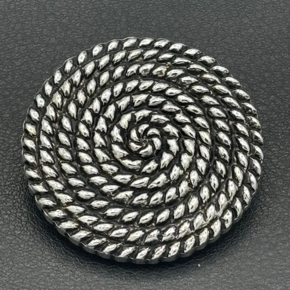 Vintage Western Germany Scarf Clip Women OS Silver Tone Concentric Rope Textured